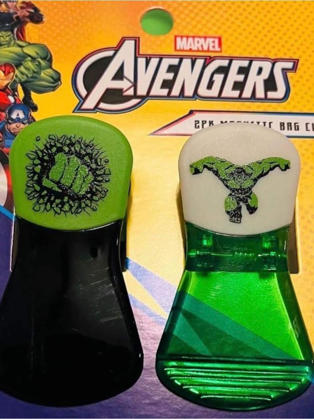 Marvel Avengers Hulk Magnetic Bag Clips - Green & Black Accents
